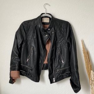 Free People Black Leather Moto Jacket